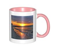 LKWSCGHM Sunset at Honeymoon Island State Park Tazza da caffè con manico, 325 ml, grande tazza in porcellana per bevande calde/fredde, tazze da tè in ceramica per uomini e donne, divertente tazza da