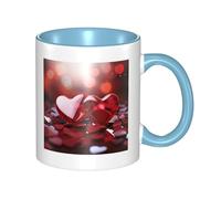LKWSCGHM Tazza da caffè con cuori rossi di San Valentino con manico, grande tazza in porcellana per bevande calde/fredde, tazze da tè in ceramica per uomini e donne, divertente tazza da caffè per