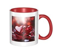LKWSCGHM Tazza da caffè con cuori rossi di San Valentino con manico, grande tazza in porcellana per bevande calde/fredde, tazze da tè in ceramica per uomini e donne, divertente tazza da caffè per