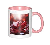 LKWSCGHM Tazza da caffè con cuori rossi di San Valentino con manico, grande tazza in porcellana per bevande calde/fredde, tazze da tè in ceramica per uomini e donne, divertente tazza da caffè per