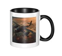 LKWSCGHM Tazza da caffè con manico a forma di aeromobile della guerra mondiale, grande tazza in porcellana per bevande calde/fredde, tazze da tè in ceramica per uomini e donne, divertente tazza da