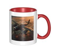LKWSCGHM Tazza da caffè con manico a forma di aeromobile della guerra mondiale, grande tazza in porcellana per bevande calde/fredde, tazze da tè in ceramica per uomini e donne, divertente tazza da