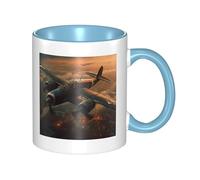 LKWSCGHM Tazza da caffè con manico a forma di aeromobile della guerra mondiale, grande tazza in porcellana per bevande calde/fredde, tazze da tè in ceramica per uomini e donne, divertente tazza da