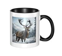 LKWSCGHM Tazza da caffè con manico con alce delle nevi, grande tazza in porcellana per bevande calde/fredde, tazze da tè in ceramica per uomini e donne, divertente tazza da caffè per inaugurazione