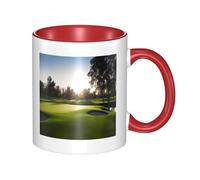 LKWSCGHM Tazza da caffè con manico con campo da golf, grande tazza in porcellana per bevande calde/fredde, tazze da tè in ceramica per uomini e donne, divertente tazza da caffè per inaugurazione della