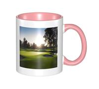 LKWSCGHM Tazza da caffè con manico con campo da golf, grande tazza in porcellana per bevande calde/fredde, tazze da tè in ceramica per uomini e donne, divertente tazza da caffè per inaugurazione della