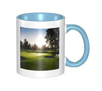 LKWSCGHM Tazza da caffè con manico con campo da golf, grande tazza in porcellana per bevande calde/fredde, tazze da tè in ceramica per uomini e donne, divertente tazza da caffè per inaugurazione della