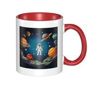 LKWSCGHM Tazza da caffè con manico con motivo astronauta dello spazio esterno, 325 ml, grande tazza in porcellana per bevande calde/fredde, tazze da tè in ceramica per uomini e donne, divertente tazza