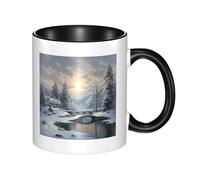 LKWSCGHM Tazza da caffè con manico con scena invernale sulla neve, grande tazza in porcellana per bevande calde/fredde, tazze da tè in ceramica per uomini e donne, divertente tazza da caffè per