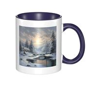 LKWSCGHM Tazza da caffè con manico con scena invernale sulla neve, grande tazza in porcellana per bevande calde/fredde, tazze da tè in ceramica per uomini e donne, divertente tazza da caffè per