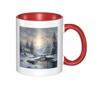 LKWSCGHM Tazza da caffè con manico con scena invernale sulla neve, grande tazza in porcellana per bevande calde/fredde, tazze da tè in ceramica per uomini e donne, divertente tazza da caffè per