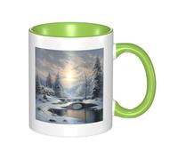 LKWSCGHM Tazza da caffè con manico con scena invernale sulla neve, grande tazza in porcellana per bevande calde/fredde, tazze da tè in ceramica per uomini e donne, divertente tazza da caffè per