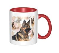 LKWSCGHM Tazza da caffè con manico per amanti dei pastori tedeschi, grande tazza in porcellana da 325 ml, per bevande calde/fredde, tazze da tè in ceramica per uomini e donne, divertente tazza da