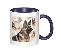 LKWSCGHM Tazza da caffè con manico per amanti dei pastori tedeschi, grande tazza in porcellana da 325 ml, per bevande calde/fredde, tazze da tè in ceramica per uomini e donne, divertente tazza da