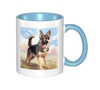 LKWSCGHM Tazza da caffè con manico per amanti dei pastori tedeschi, grande tazza in porcellana da 325 ml, per bevande calde/fredde, tazze da tè in ceramica per uomini e donne, divertente tazza da