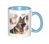 LKWSCGHM Tazza da caffè con manico per amanti dei pastori tedeschi, grande tazza in porcellana da 325 ml, per bevande calde/fredde, tazze da tè in ceramica per uomini e donne, divertente tazza da