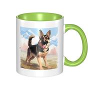 LKWSCGHM Tazza da caffè con manico per amanti dei pastori tedeschi, grande tazza in porcellana da 325 ml, per bevande calde/fredde, tazze da tè in ceramica per uomini e donne, divertente tazza da