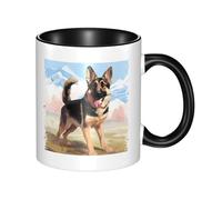 LKWSCGHM Tazza da caffè con manico per amanti dei pastori tedeschi, grande tazza in porcellana da 325 ml, per bevande calde/fredde, tazze da tè in ceramica per uomini e donne, divertente tazza da