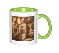 LKWSCGHM Tazza da caffè vintage con castello medievale con manico, 325 ml, grande tazza in porcellana per bevande calde/fredde, tazze da tè in ceramica per uomini e donne, divertente tazza da caffè
