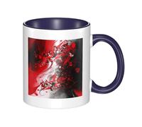 LKWSCGHM Tazze da caffè astratte rosse nere e bianche con manico, 325 ml, grande tazza in porcellana per bevande calde/fredde, tazze da tè in ceramica per uomini e donne, divertente tazza da caffè per