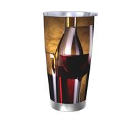 LKWSCGHM Tre bottiglie di vino e bicchiere sopra bicchiere con coperchio, 590 ml, doppia parete sottovuoto, in acciaio inox, tazza termica da viaggio a tenuta stagna, per bevande calde e fredde