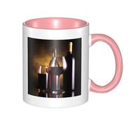 LKWSCGHM Tre bottiglie di vino e tazze da caffè in vetro con manico, 325 ml, grande tazza in porcellana per bevande calde/fredde, tazze da tè in ceramica per uomini e donne, divertente tazza da caffè