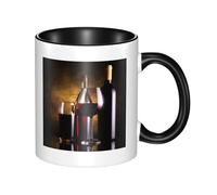 LKWSCGHM Tre bottiglie di vino e tazze da caffè in vetro con manico, 325 ml, grande tazza in porcellana per bevande calde/fredde, tazze da tè in ceramica per uomini e donne, divertente tazza da caffè