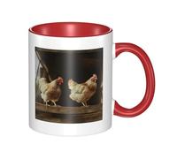 LKWSCGHM Tre galline tazze da caffè con manico 325 ml grande tazza in porcellana per bevande calde/fredde, tazze da tè in ceramica per uomini e donne divertente tazza da caffè inaugurazione della casa