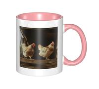 LKWSCGHM Tre galline tazze da caffè con manico 325 ml grande tazza in porcellana per bevande calde/fredde, tazze da tè in ceramica per uomini e donne divertente tazza da caffè inaugurazione della casa