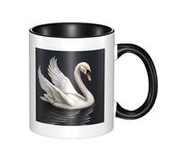 LKWSCGHM White Swan - Tazza da caffè con manico, 325 ml, grande, in porcellana, per bevande calde/fredde, tazze da tè in ceramica per uomini e donne, divertente tazza da caffè per inaugurazione della