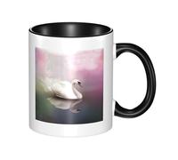 LKWSCGHM White Swan - Tazza da caffè con manico, 325 ml, grande, in porcellana, per bevande calde/fredde, tazze da tè in ceramica per uomini e donne, divertente tazza da caffè per inaugurazione della