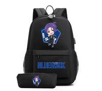 LKY STAR Anime Blue Lock Zaino con Astuccio 2Pcs per Ragazze Ragazzi Cosplay Isagi Yoichi Borsa per La Scuola Primaria Sets