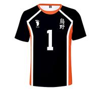 LKY STAR Anime Haikyuu Casual Tshirt per Uomo e Donna, Jersey della Squadra di Pallavolo 3D T-Shirt, per Cosplay Japanese Karasuno High School Volleyball Uniforme