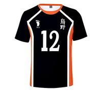 LKY STAR Anime Haikyuu Casual Tshirt per Uomo e Donna, Jersey della Squadra di Pallavolo 3D T-Shirt, per Cosplay Japanese Karasuno High School Volleyball Uniforme