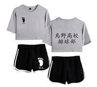 LKY STAR Haikyuu!! Donna Ragazze Japanese Anime Costume T-Shirt Shorts Abiti 2 Pezzi Set per Cosplay Haikyuu Karasuno di Maglietta e Pantaloncini Corta Sportwear