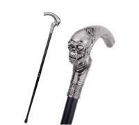 LKYLVEE Bastone da passeggio decorativo - Bastone da passeggio con teschio, per uomo, interamente in metallo, stile gotico, vintage, canne da gentiluomo, lunghezza 93 cm