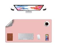 LL-COEUR Bifacciale Pelle Tappetino per Mouse Pad Impermeabile Computer Scrivania Mat (1000 x 500 x 2 mm, Rosa + Gris)