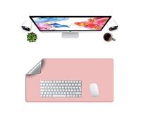 LL-COEUR Bifacciale Pelle Tappetino per Mouse Pad Impermeabile Computer Scrivania Mat (700 x 350 x 2 mm, Rosa + Gris)