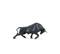 LLADRÓ Figura di Porcellana Toro Nero Opaco da Collezione Origami. Porcellana. Scultura Geometrica di Design Contemporaneo di un Toro Bravo