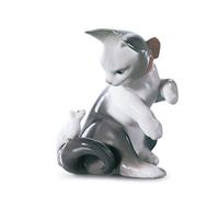 LLADRÓ Figurina Il Gatto E Il Topo. Figurina Gatto di Porcellana.
