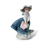 LLADRÓ Figurina Ragazza Con Borsa. Figurina Ragazza Con I Fiori di Porcellana.