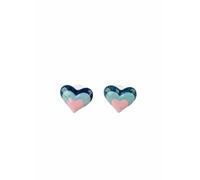 LLADRÓ Orecchini a Bottone in Porcellana Lucida a Forma di Cuore Rosa e Blu. Collezione di Gioielli Ispirata all'Amore