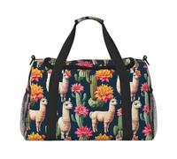 Llama Alpaca Cactus Flower Print Gym bag Grande Capacità Mano Carry Bag Pieghevole Carry On Tote per Attività All'aperto