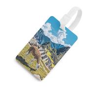 Llama at Machu Picchu Divertente etichetta per bagagli da viaggio etichetta per valigia con privacy ID nome per bagaglio borsa zaino, Stile bianco, Taglia unica