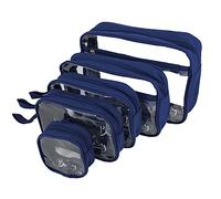 Llama Bella Set di 5 borse per pannolini, trasparenti, con cinghie e custodia per ciuccio, colore: blu navy, Navy, Borsa organizer per pannolini