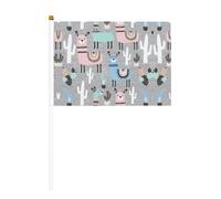 Llama Cactus bandiera a manovella a doppia faccia 14 x 20,8 cm, utilizzata per la decorazione di feste di festa, concorsi