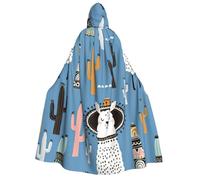 Llama Cactus Desert Plant Print Halloween Role Playing Costume, medievale retrò mago, mantello da cavaliere con cappuccio per adulti per uomini e donne