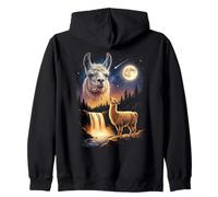 Llama Che Ulula alla Luna Strano Meme Divertente 90's Lama Alpaca Felpa con Cappuccio
