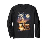 Llama Che Ulula alla Luna Strano Meme Divertente 90's Lama Alpaca Maglia a Manica