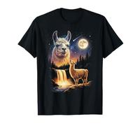 Llama Che Ulula alla Luna Strano Meme Divertente 90's Lama Alpaca Maglietta